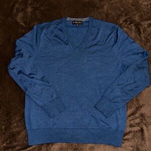 Brooks Brothers Blue V-Neck Sweater Classic Knit